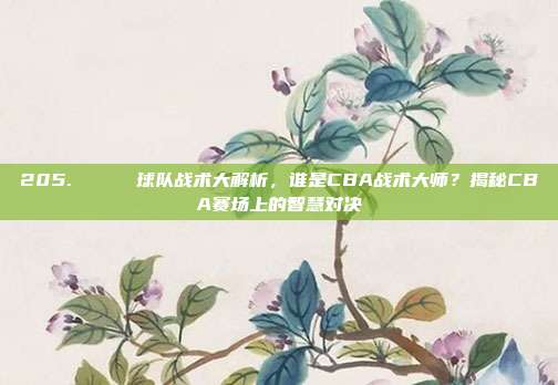 205. 🔔 球队战术大解析，谁是CBA战术大师？揭秘CBA赛场上的智慧对决