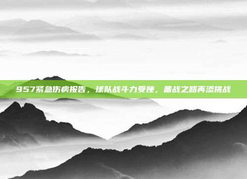 957紧急伤病报告，球队战斗力受挫，备战之路再添挑战❗